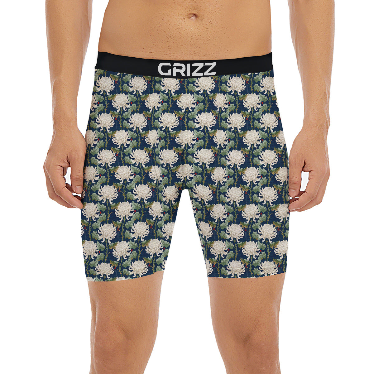 Chrysanthemum Flower Print Boxer Briefs-grizzshop