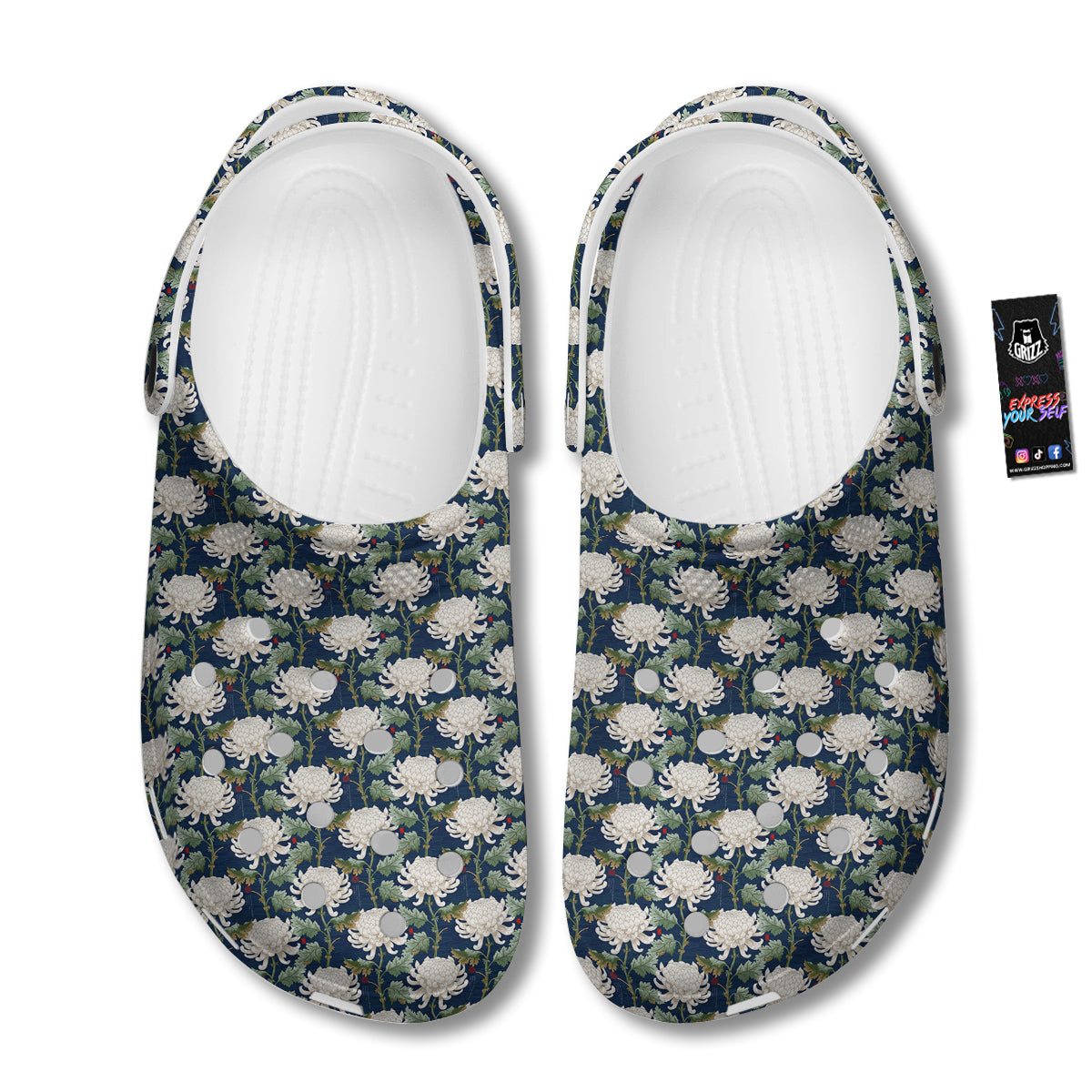 Chrysanthemum Flower Print Clog-grizzshop