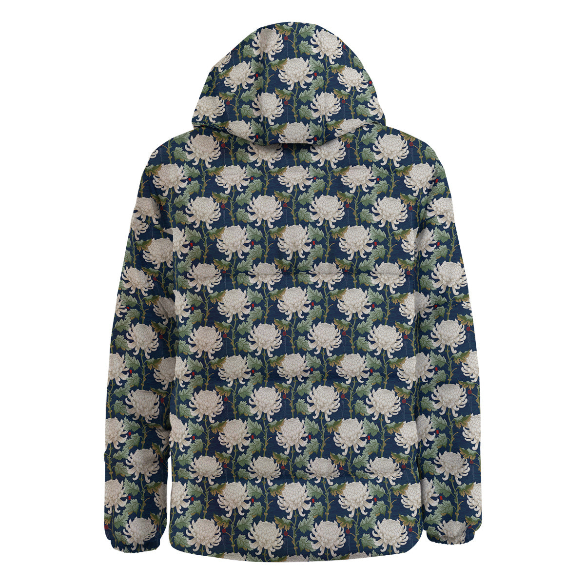Chrysanthemum Flower Print Down Jacket-grizzshop