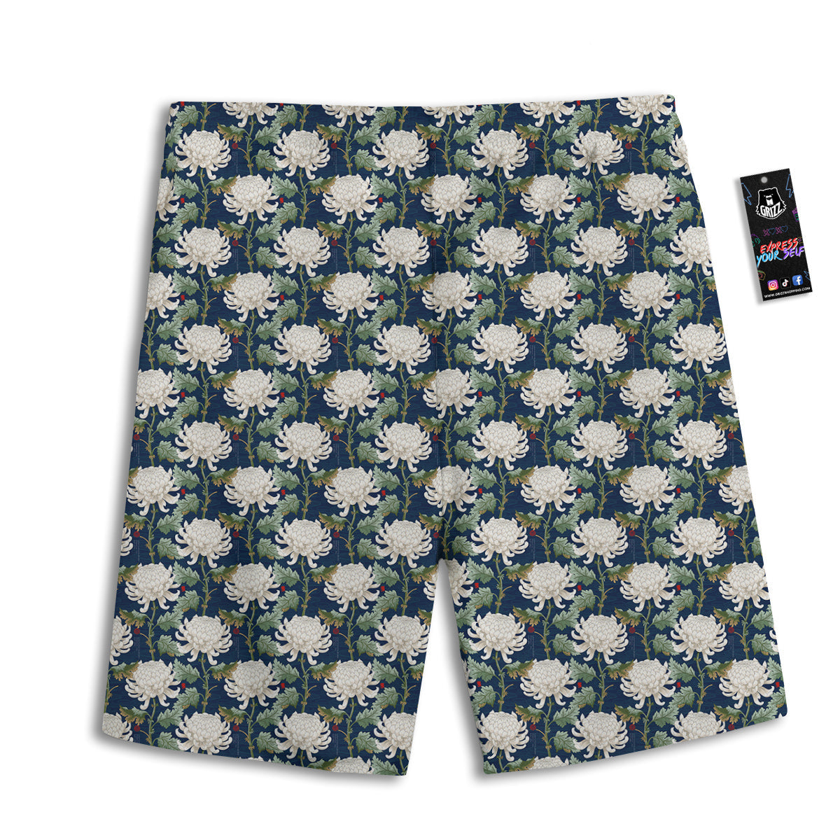 Chrysanthemum Flower Print Men's Athletic Shorts
