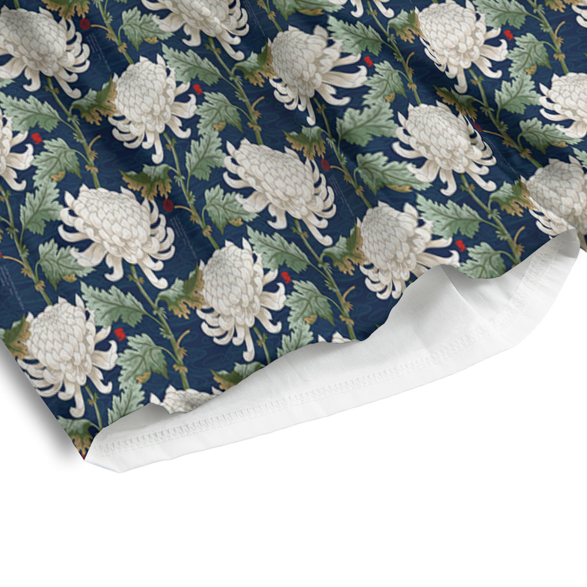 Chrysanthemum Flower Print Men's Athletic Shorts
