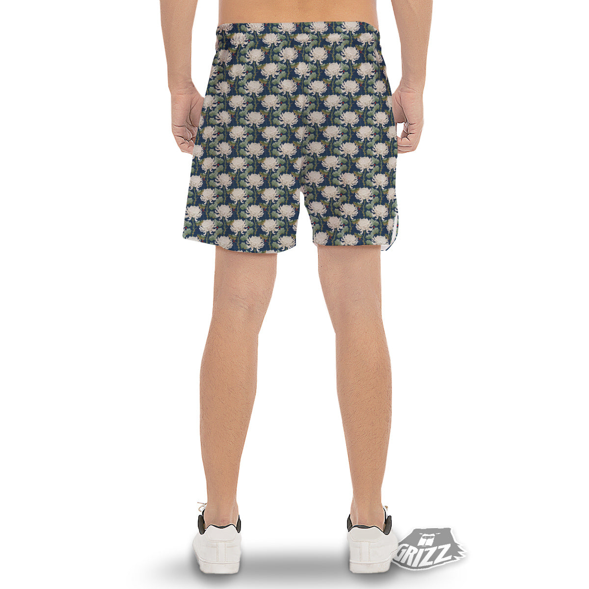 Chrysanthemum Flower Print Men's Gym Shorts-grizzshop