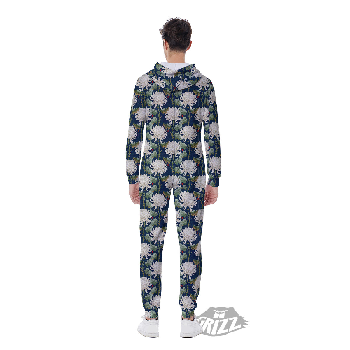Chrysanthemum Flower Print Men's Jumpsuit-grizzshop