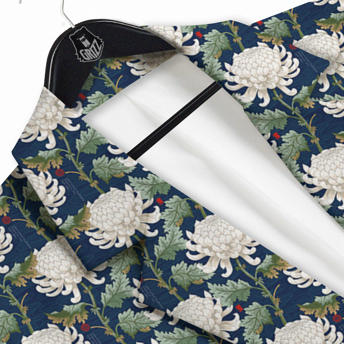 Chrysanthemum Flower Print Men's Sport Coat-grizzshop