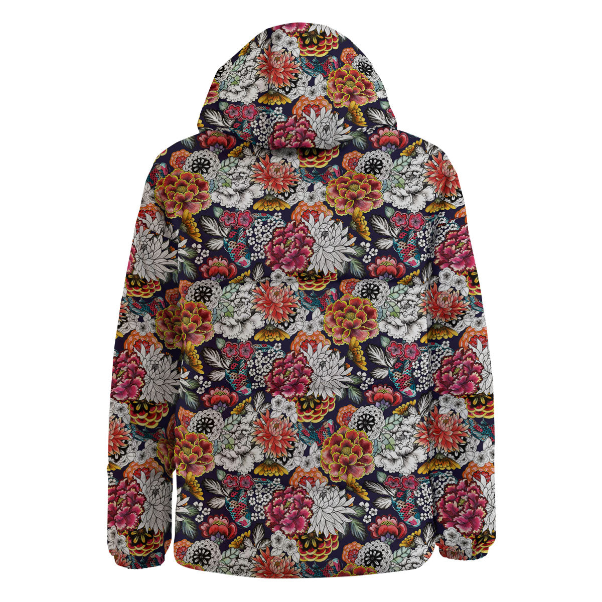 Chrysanthemum Japanese Print Pattern Down Jacket-grizzshop