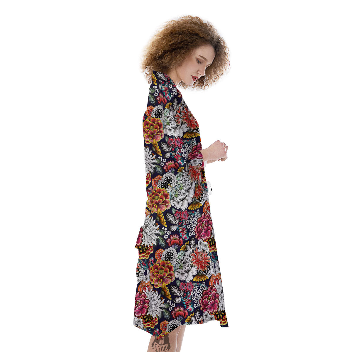 Chrysanthemum Japanese Print Pattern Kimono-grizzshop