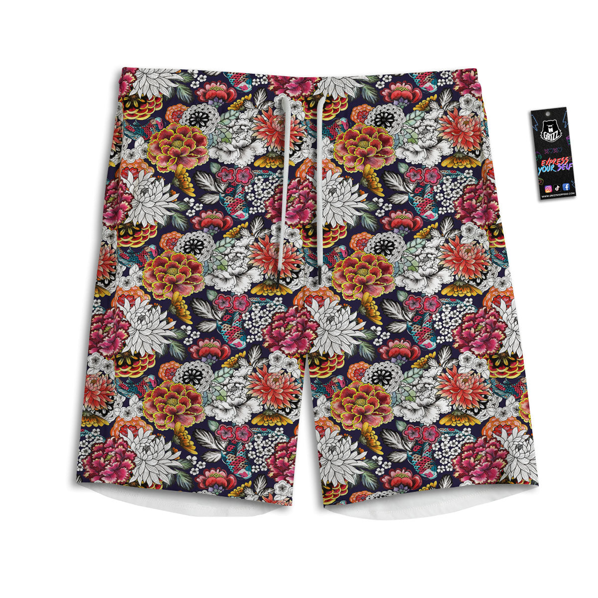 Chrysanthemum Japanese Print Pattern Men's Athletic Shorts