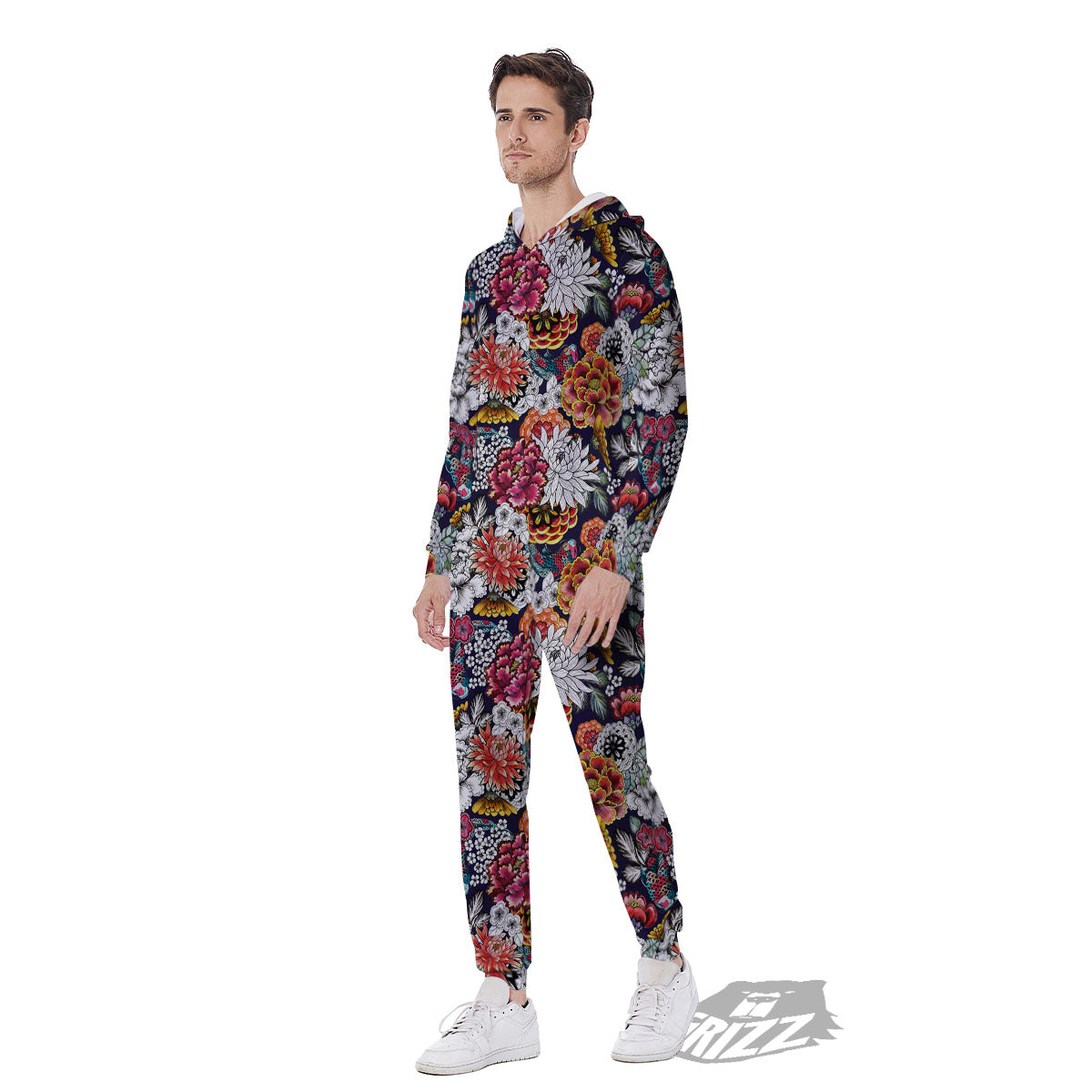 Chrysanthemum Japanese Print Pattern Men's Jumpsuit-grizzshop