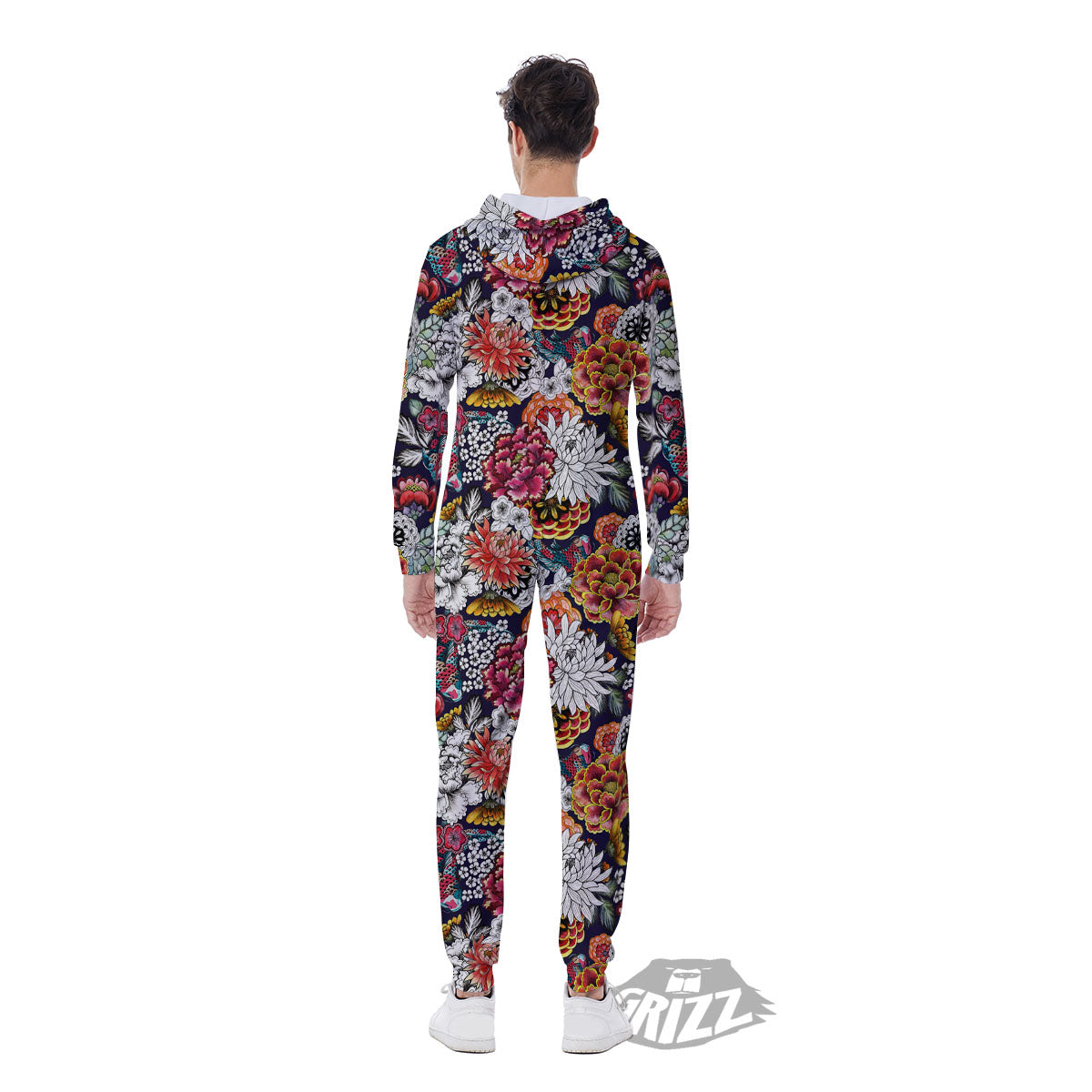 Chrysanthemum Japanese Print Pattern Men's Jumpsuit-grizzshop
