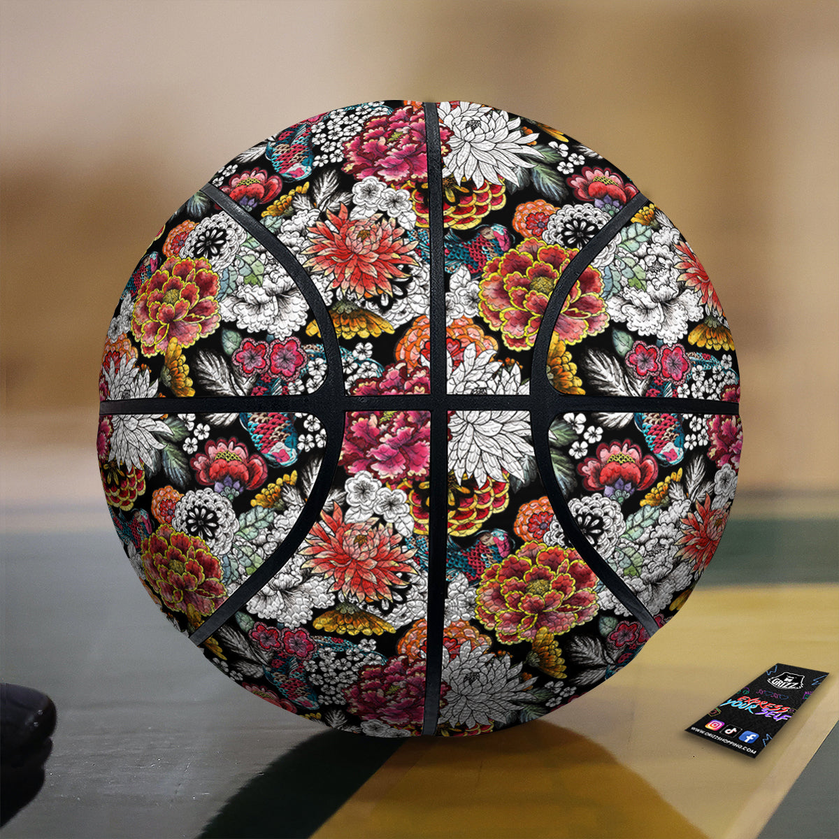 Chrysanthemum Watercolor Print Basketball
