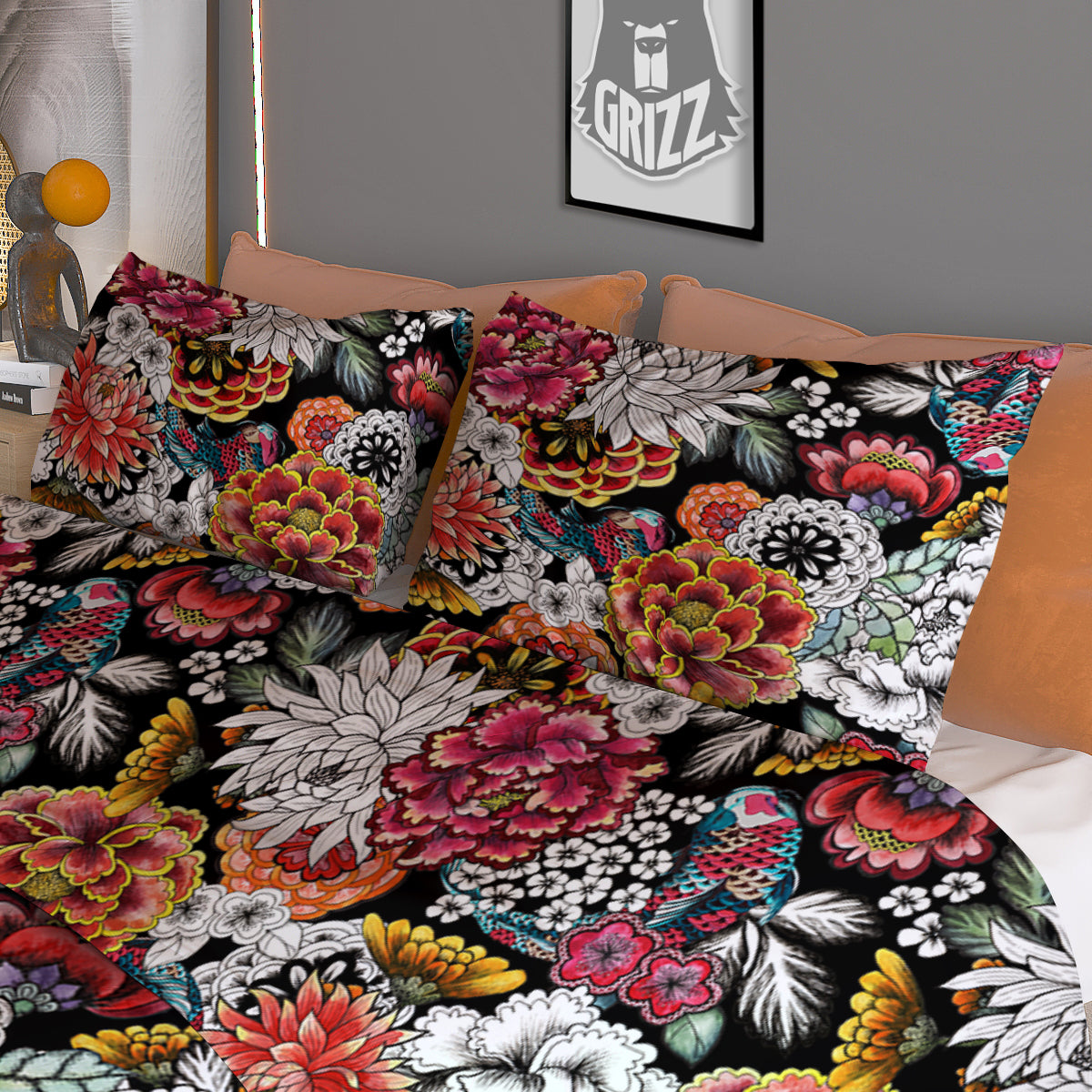 Chrysanthemum Watercolor Print Duvet Cover Bedding Set