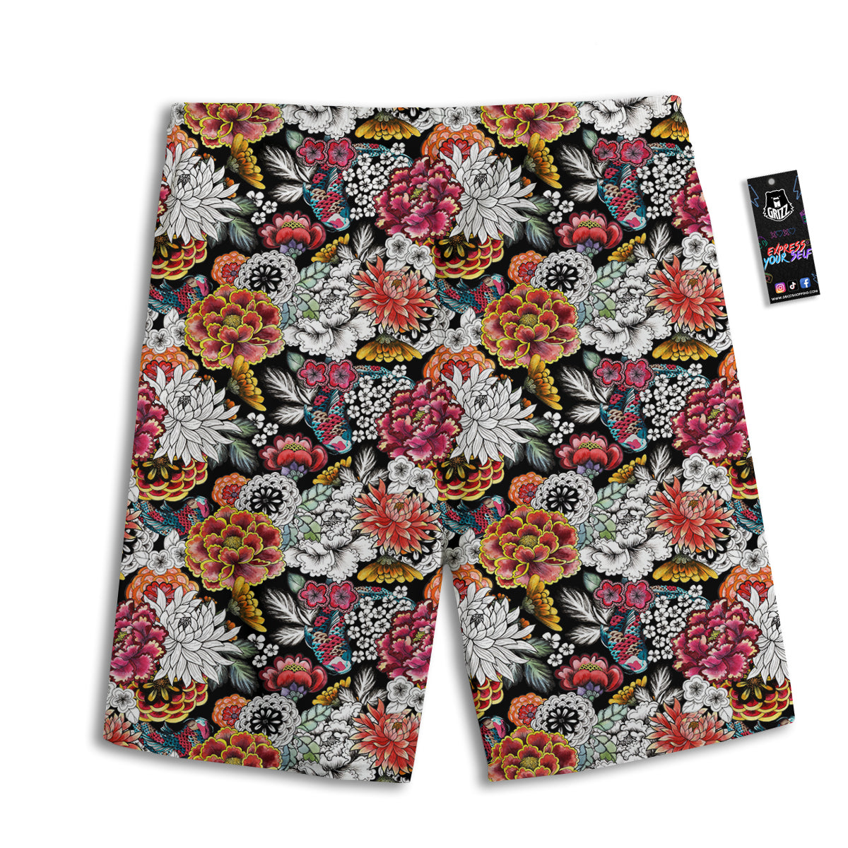 Chrysanthemum Watercolor Print Men's Athletic Shorts
