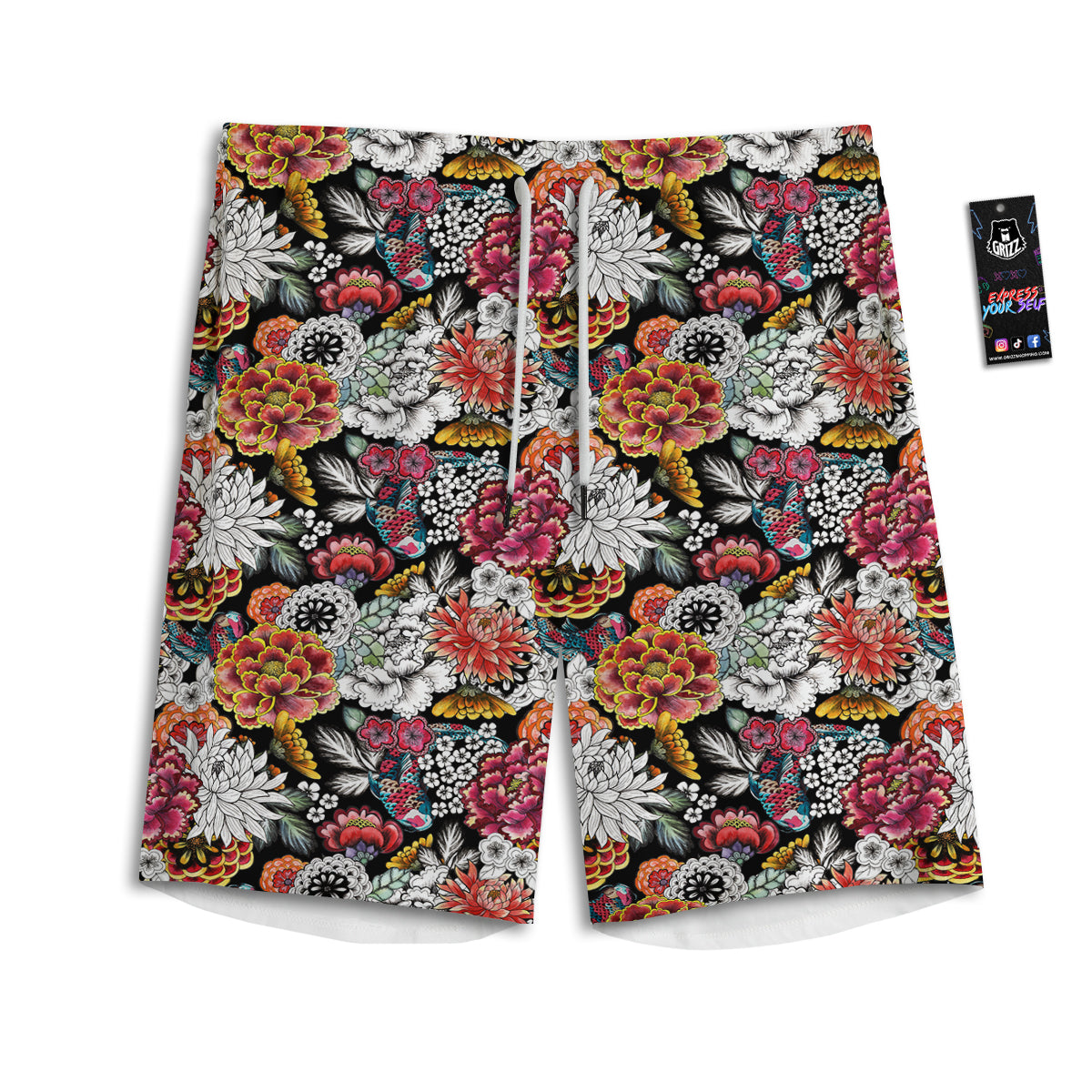 Chrysanthemum Watercolor Print Men's Athletic Shorts