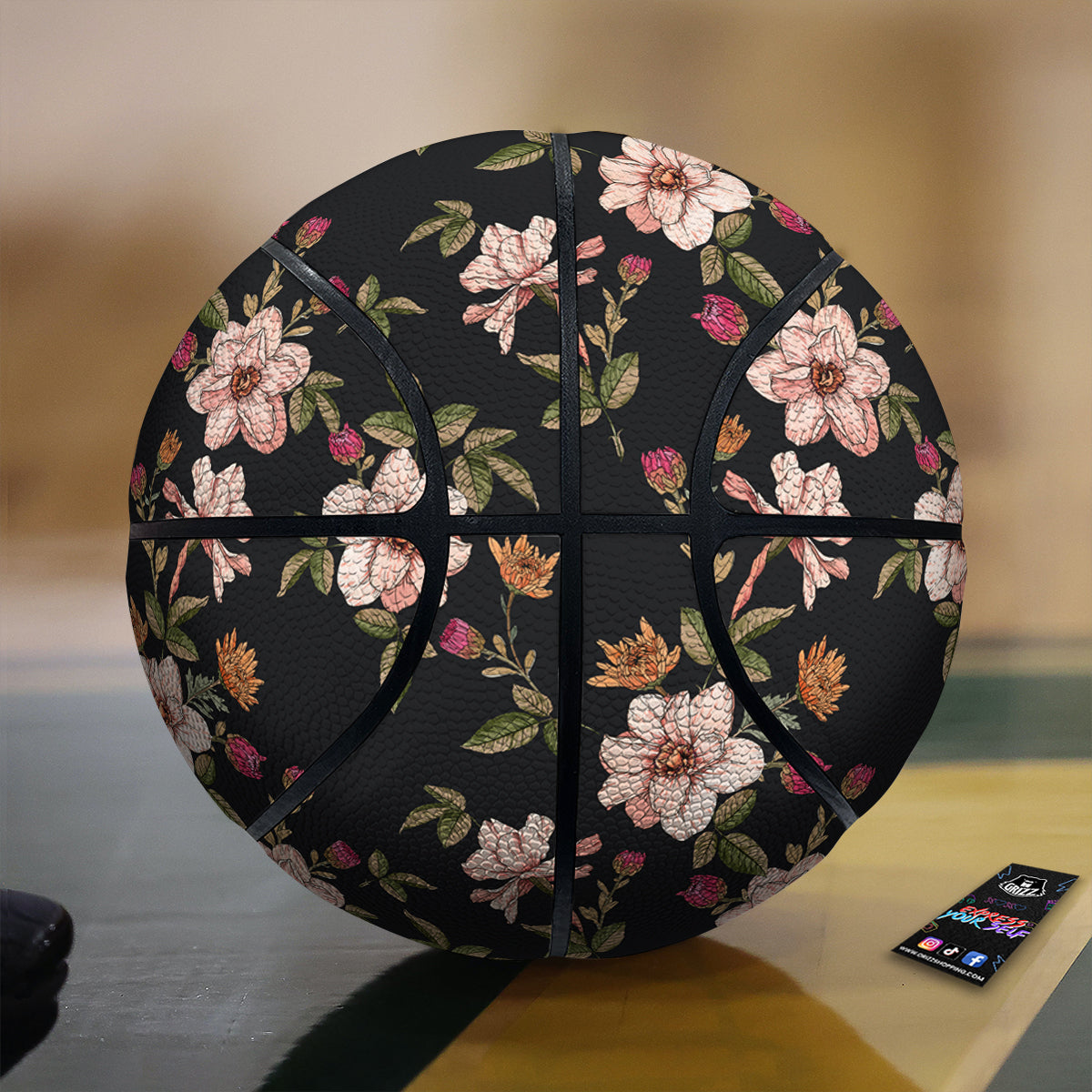 Chrysanthemum Watercolor Print Pattern Basketball