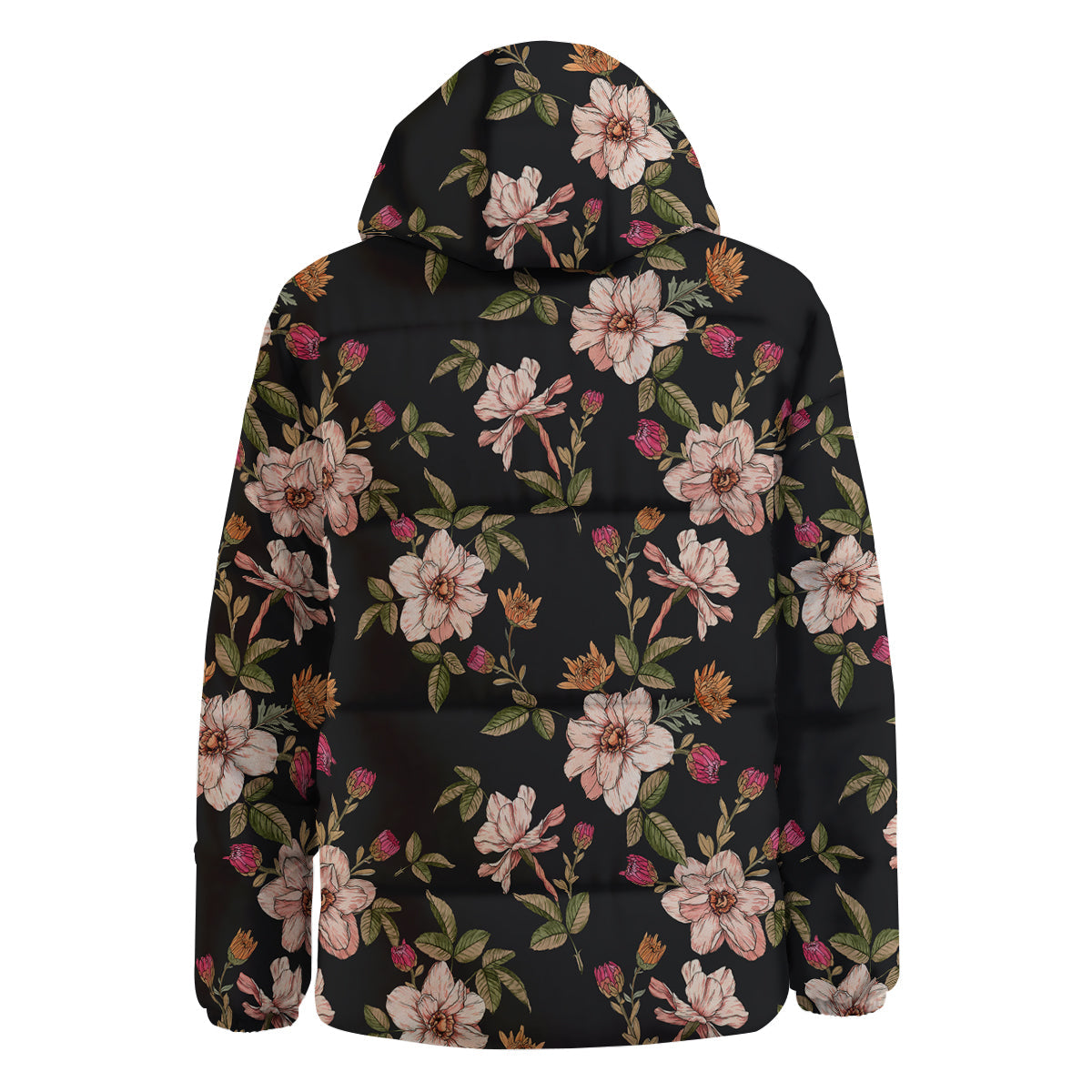 Chrysanthemum Watercolor Print Pattern Down Jacket-grizzshop