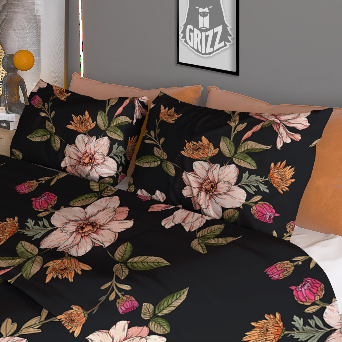 Chrysanthemum Watercolor Print Pattern Duvet Cover Bedding Set