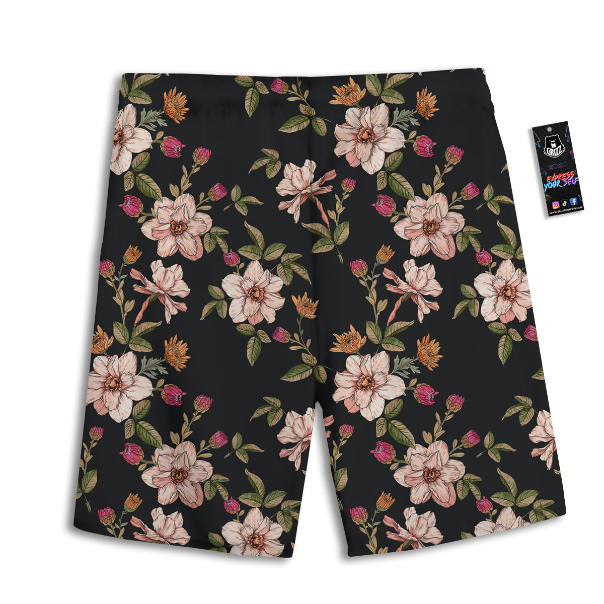 Chrysanthemum Watercolor Print Pattern Men's Athletic Shorts