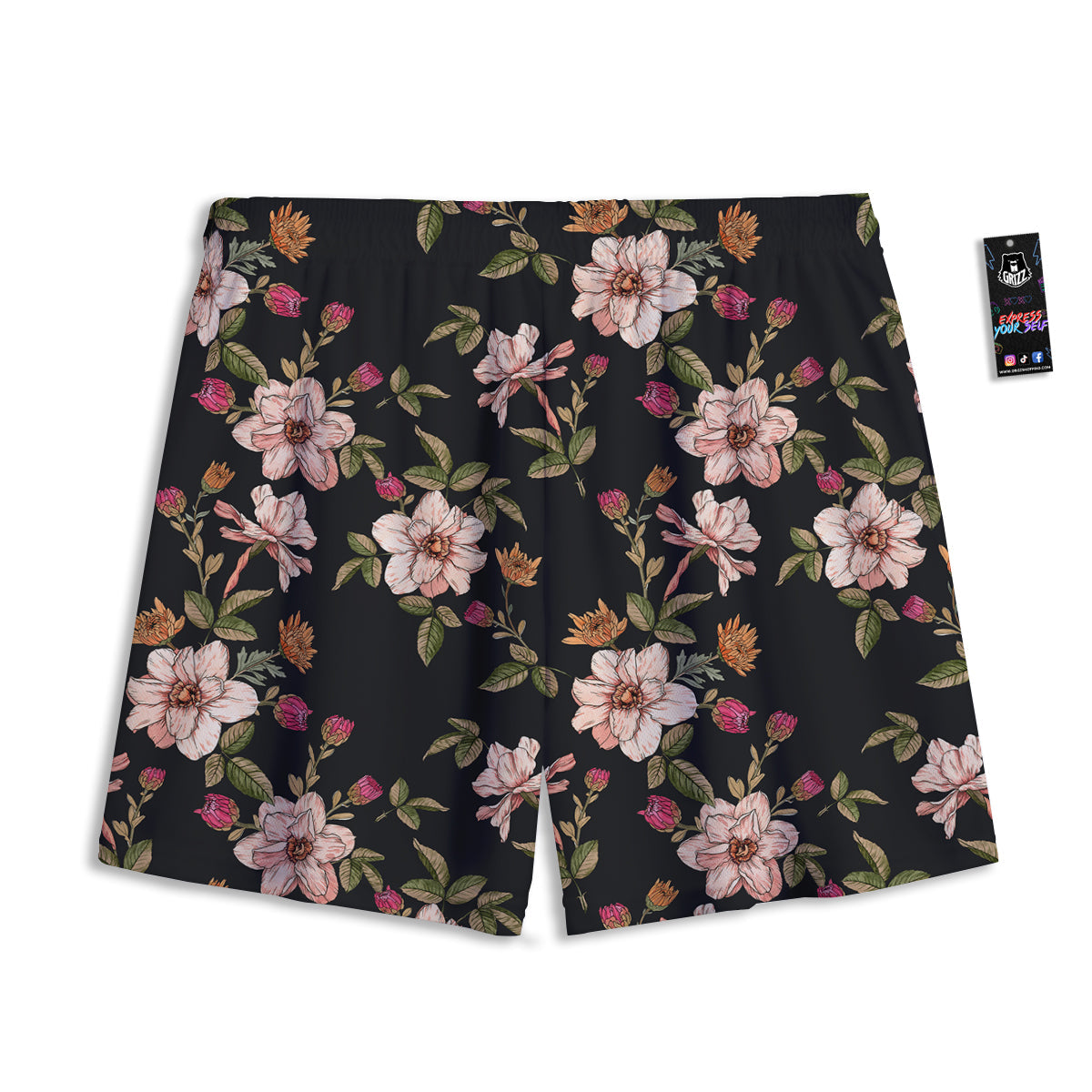 Chrysanthemum Watercolor Print Pattern Mesh Shorts