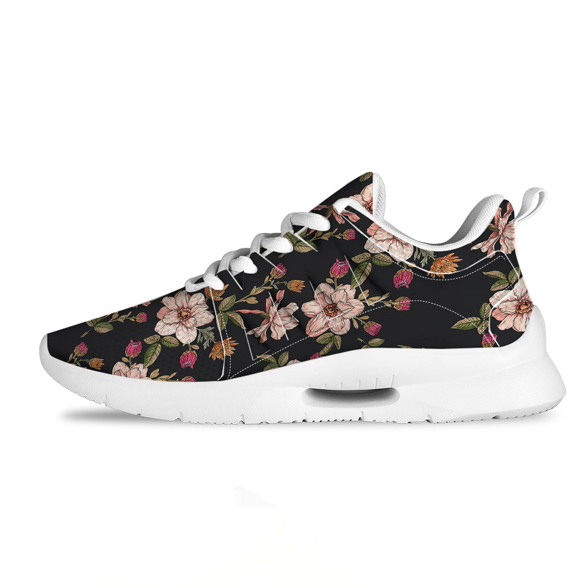 Chrysanthemum Watercolor Print Pattern Tennis Shoes-grizzshop