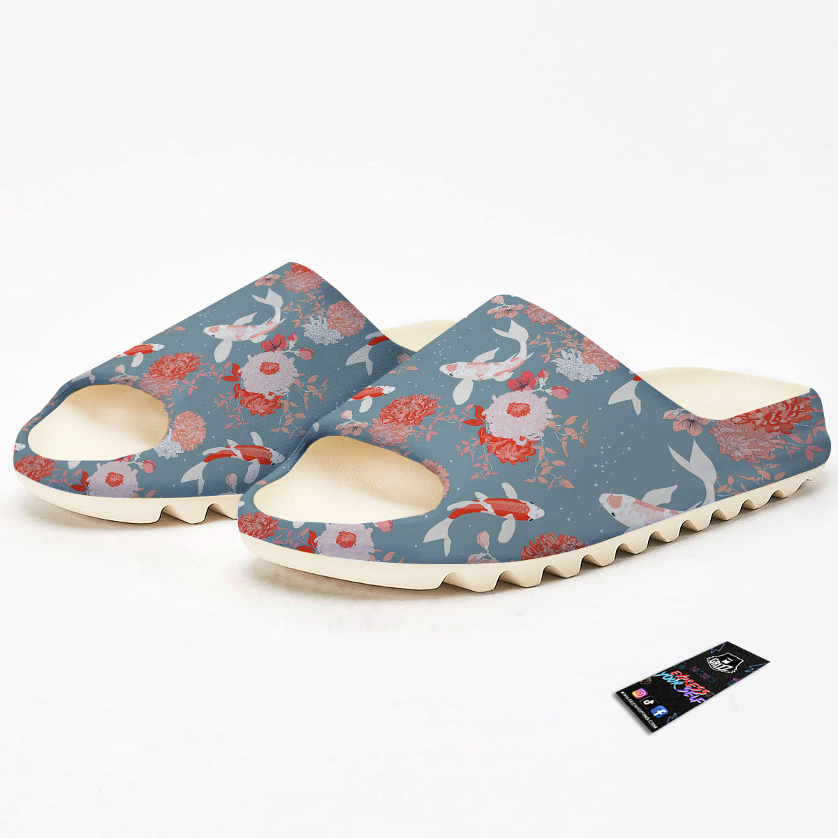 Chrysanthemum And Koi Carp Print Pattern Sandals-grizzshop