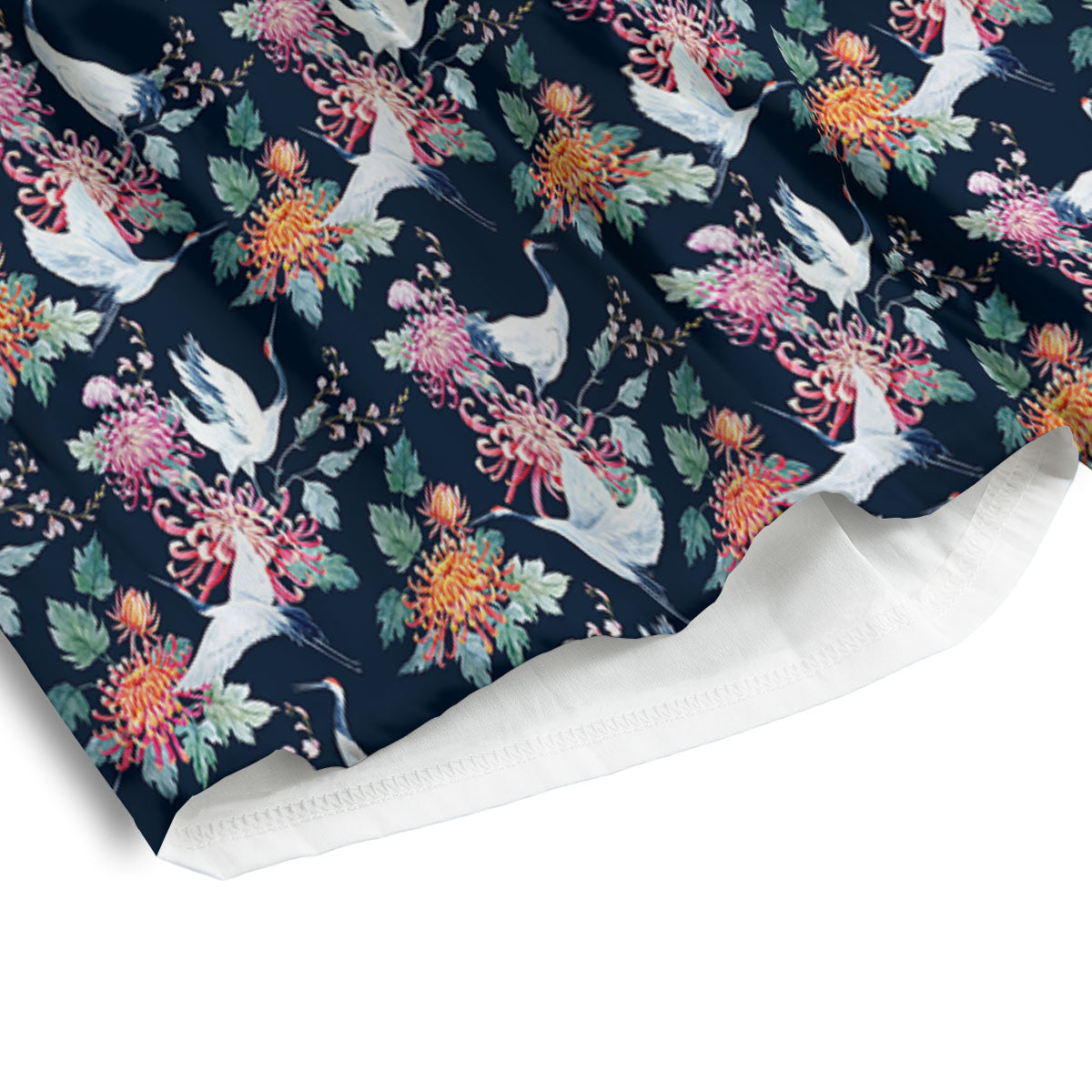 Chrysanthemums And Japanese Cranes Print Men's Athletic Shorts