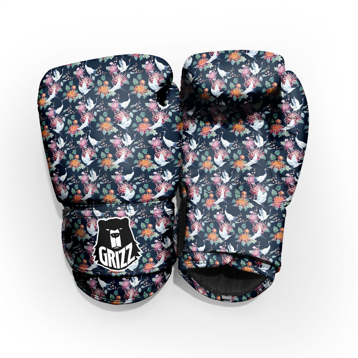 Chrysanthemums And Japanese Cranes Print Pro Boxing Glove