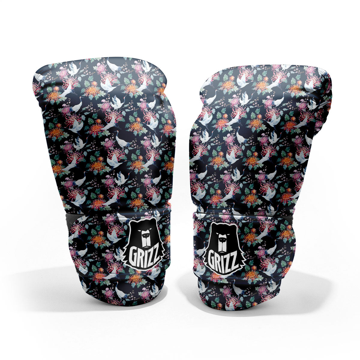 Chrysanthemums And Japanese Cranes Print Pro Boxing Glove