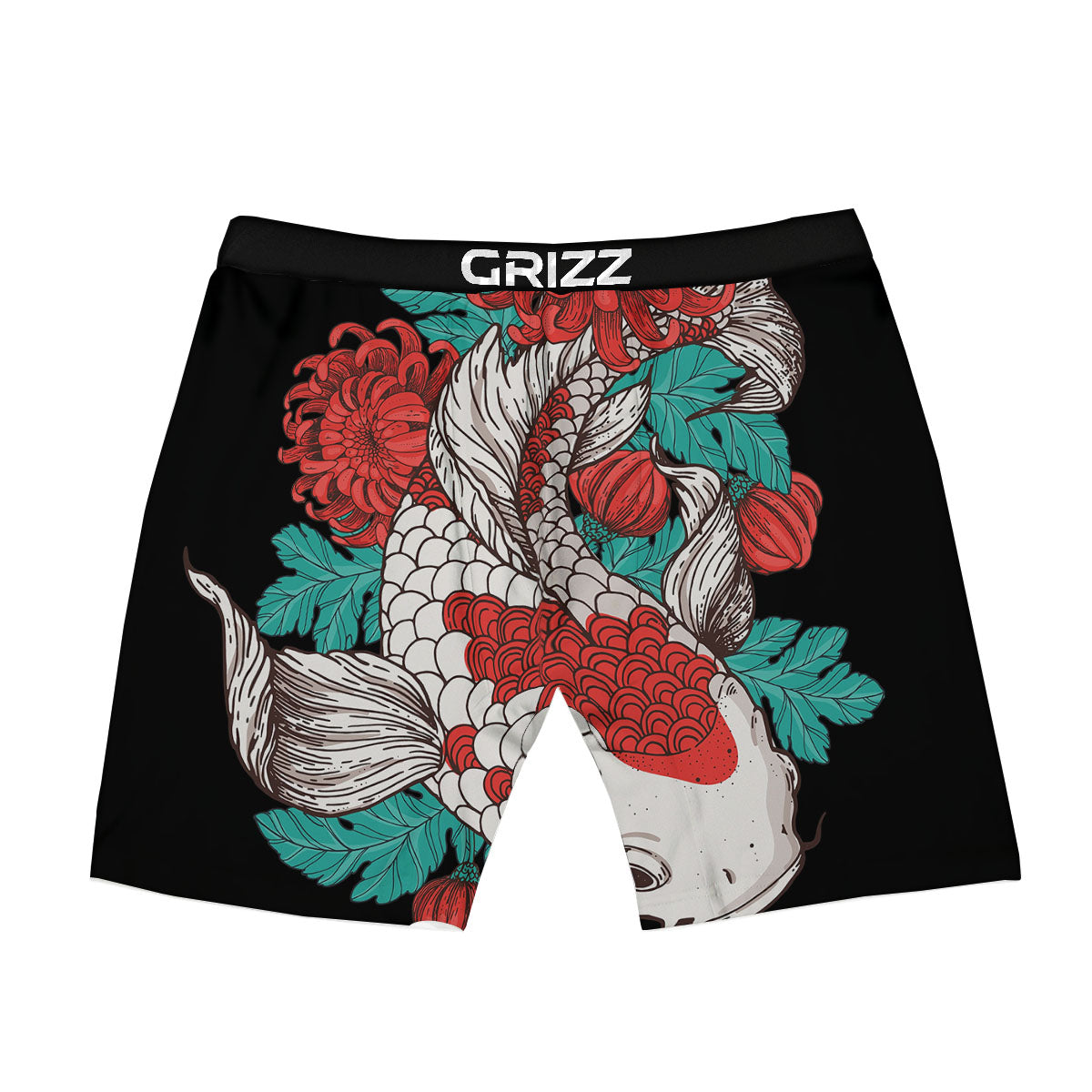 Chrysanthemums And Japanese Koi Print Boxer Briefs-grizzshop