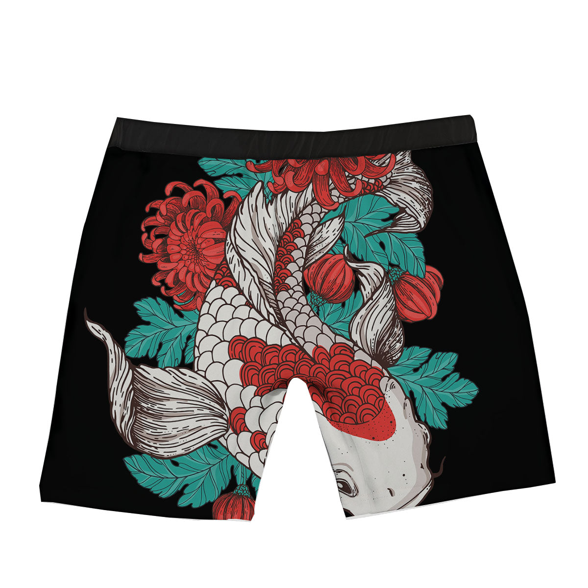 Chrysanthemums And Japanese Koi Print Boxer Briefs-grizzshop