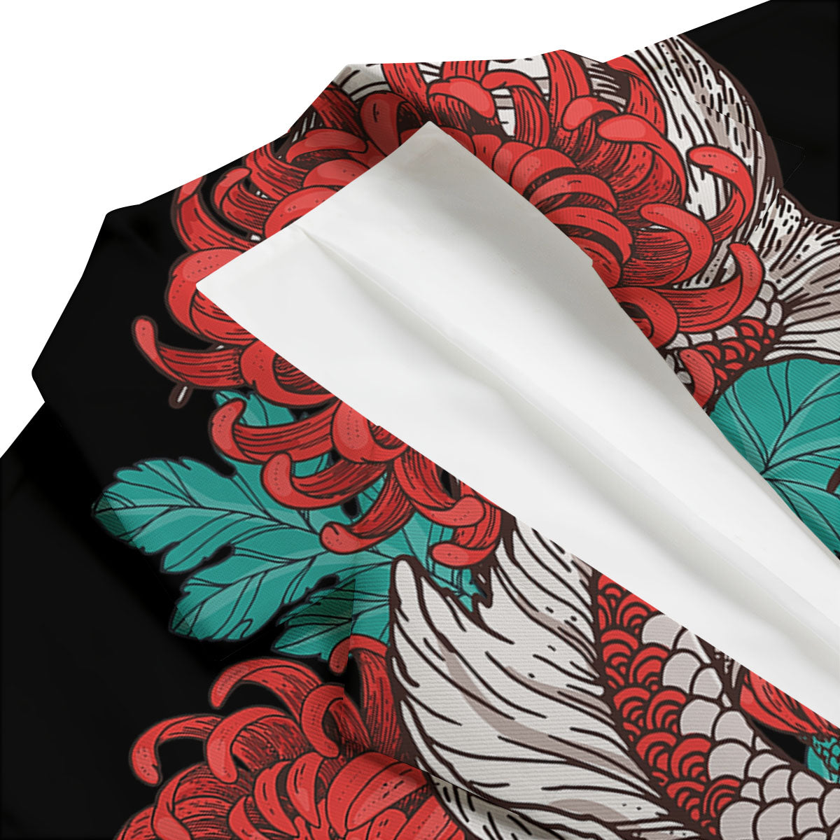 Chrysanthemums And Japanese Koi Print Men's Blazer-grizzshop