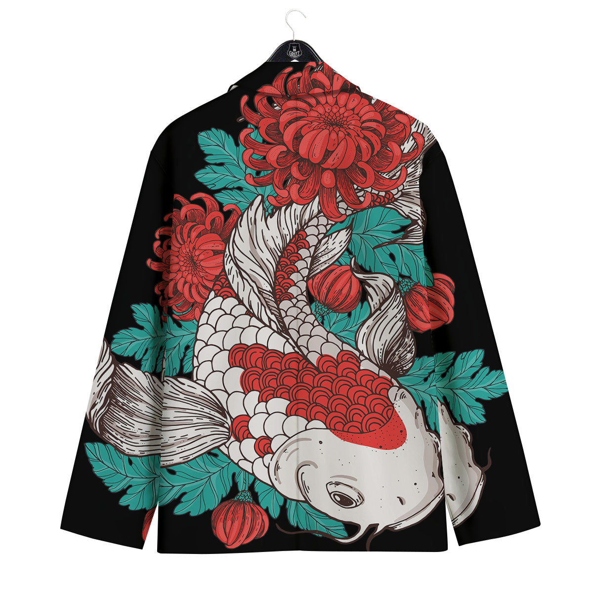 Chrysanthemums And Japanese Koi Print Men's Sport Coat-grizzshop