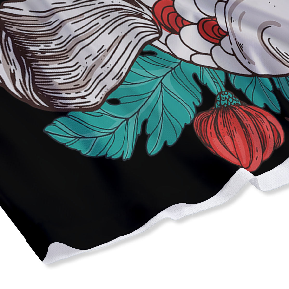 Chrysanthemums And Japanese Koi Print Mesh Shorts