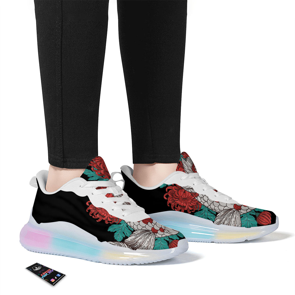 Chrysanthemums And Japanese Koi Print Running Sneakers-grizzshop