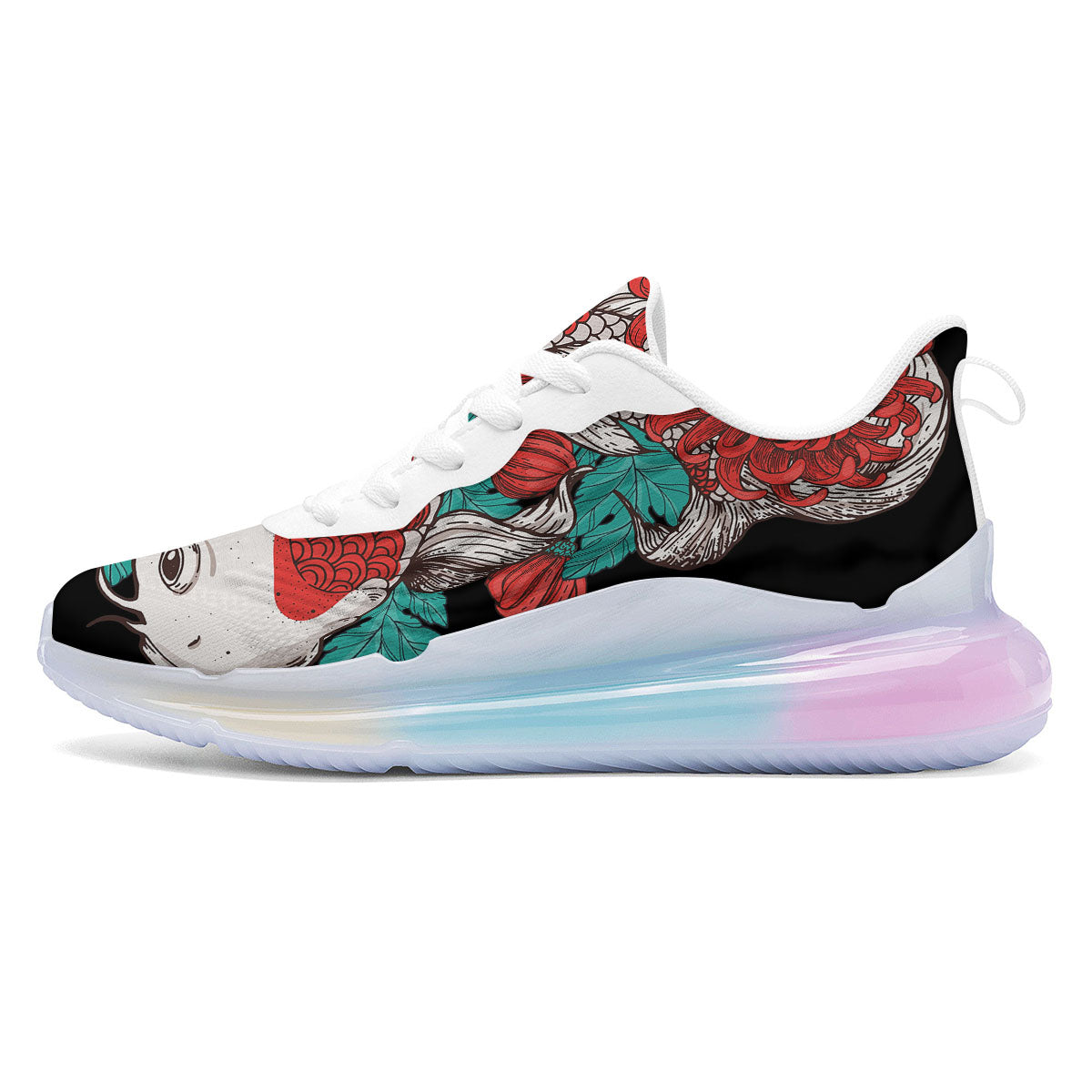 Chrysanthemums And Japanese Koi Print Running Sneakers-grizzshop