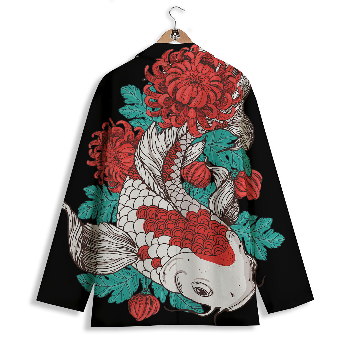 Chrysanthemums And Japanese Koi Print Women's Blazer-grizzshop