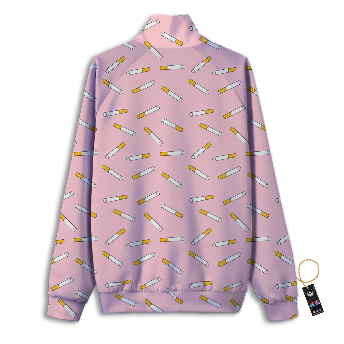 Cigarette And Pink Print Pattern Track Jacket-grizzshop