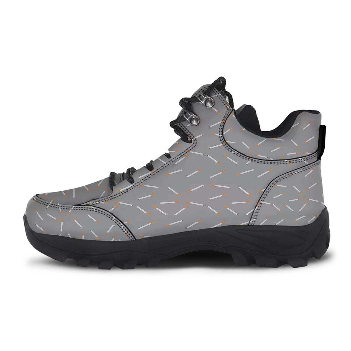 Cigarette Gray Print Pattern Hiking Shoes-grizzshop