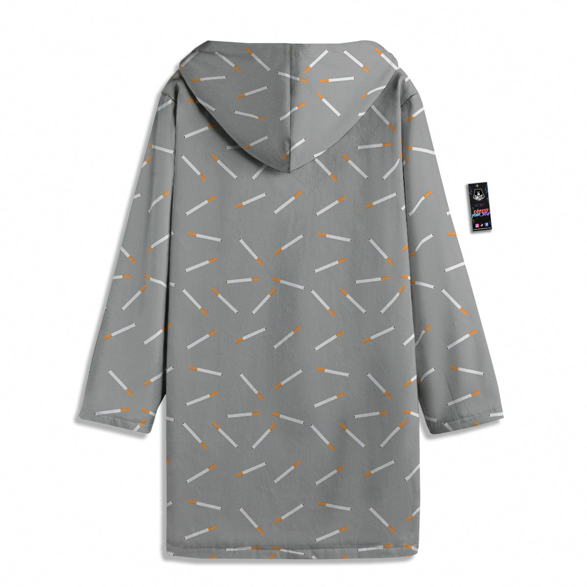 Cigarette Gray Print Pattern Men's Windbreaker Jacket-grizzshop