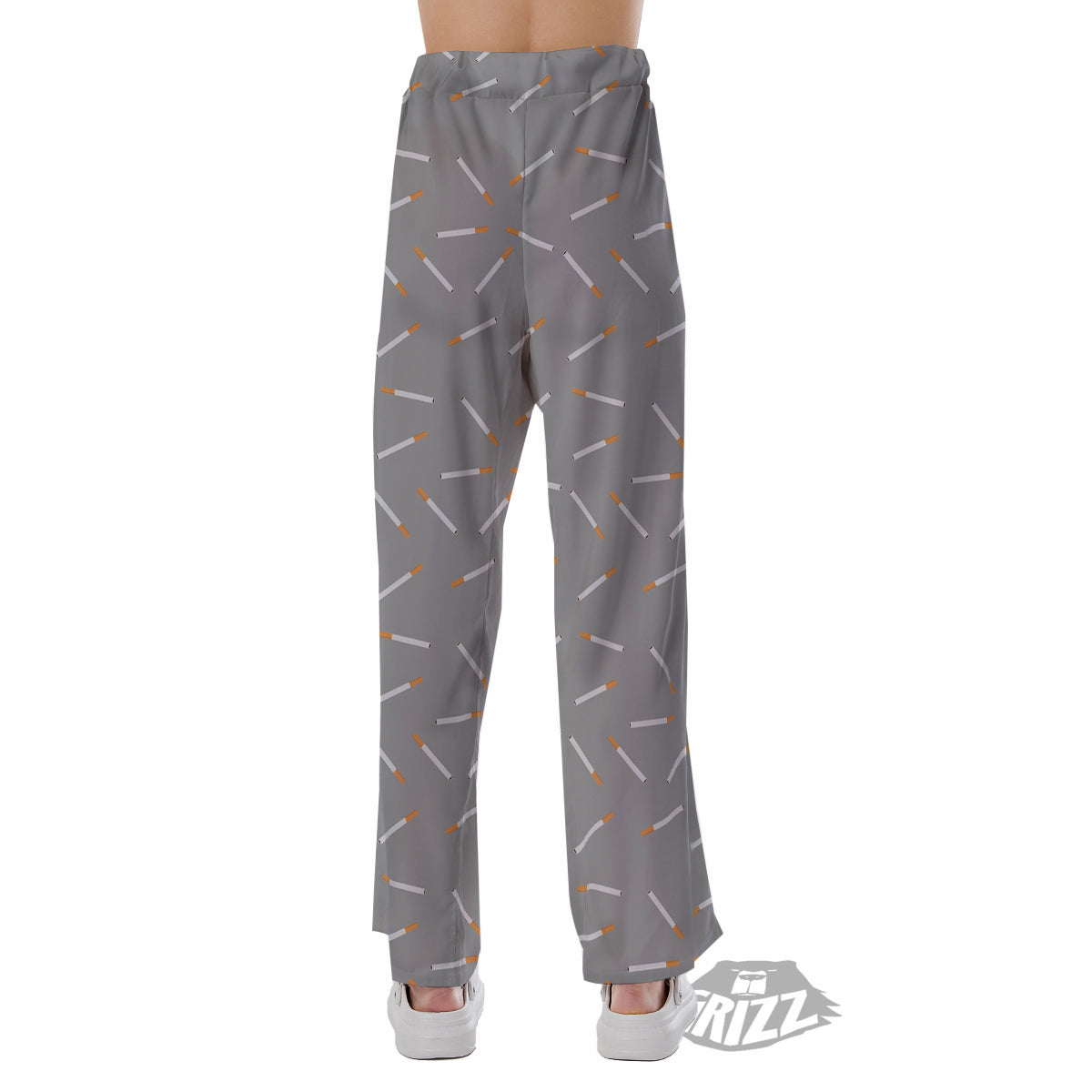 Cigarette Gray Print Pattern Pajama Pants-grizzshop