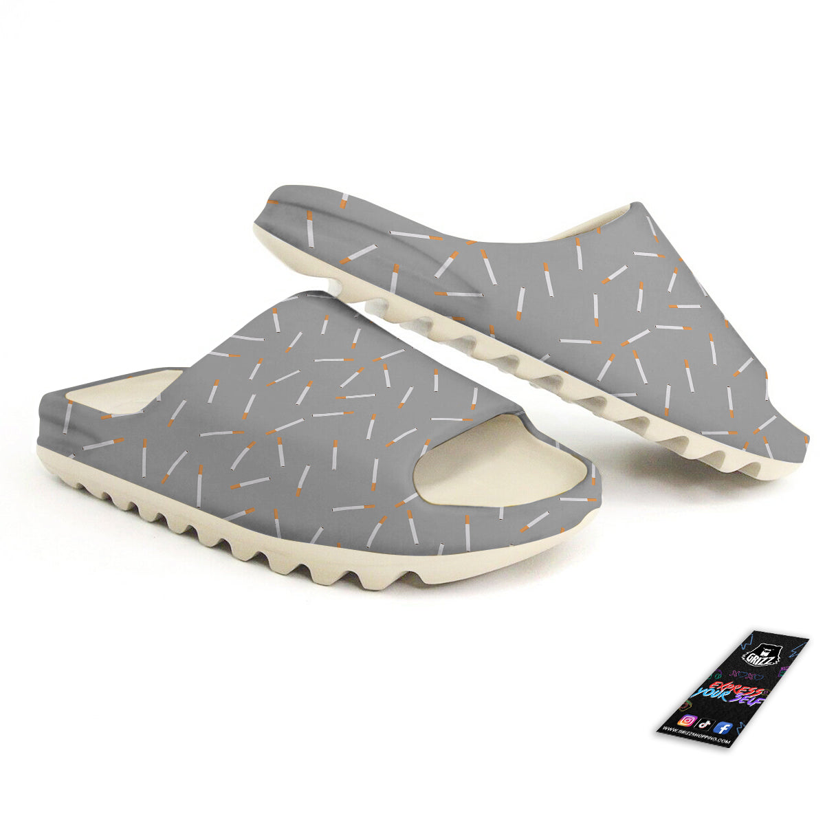Cigarette Gray Print Pattern Sandals-grizzshop