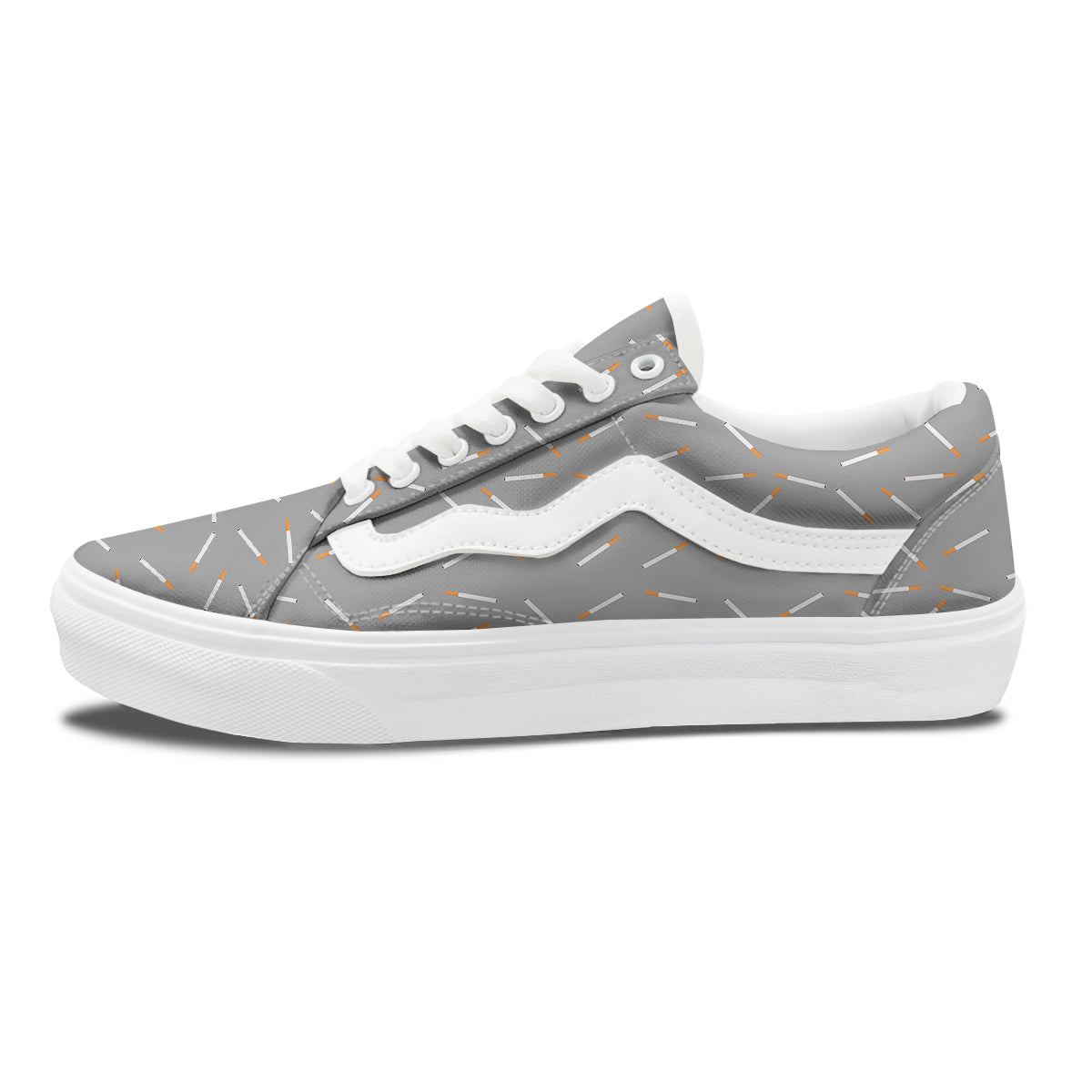 Cigarette Gray Print Pattern Skate Shoes-grizzshop