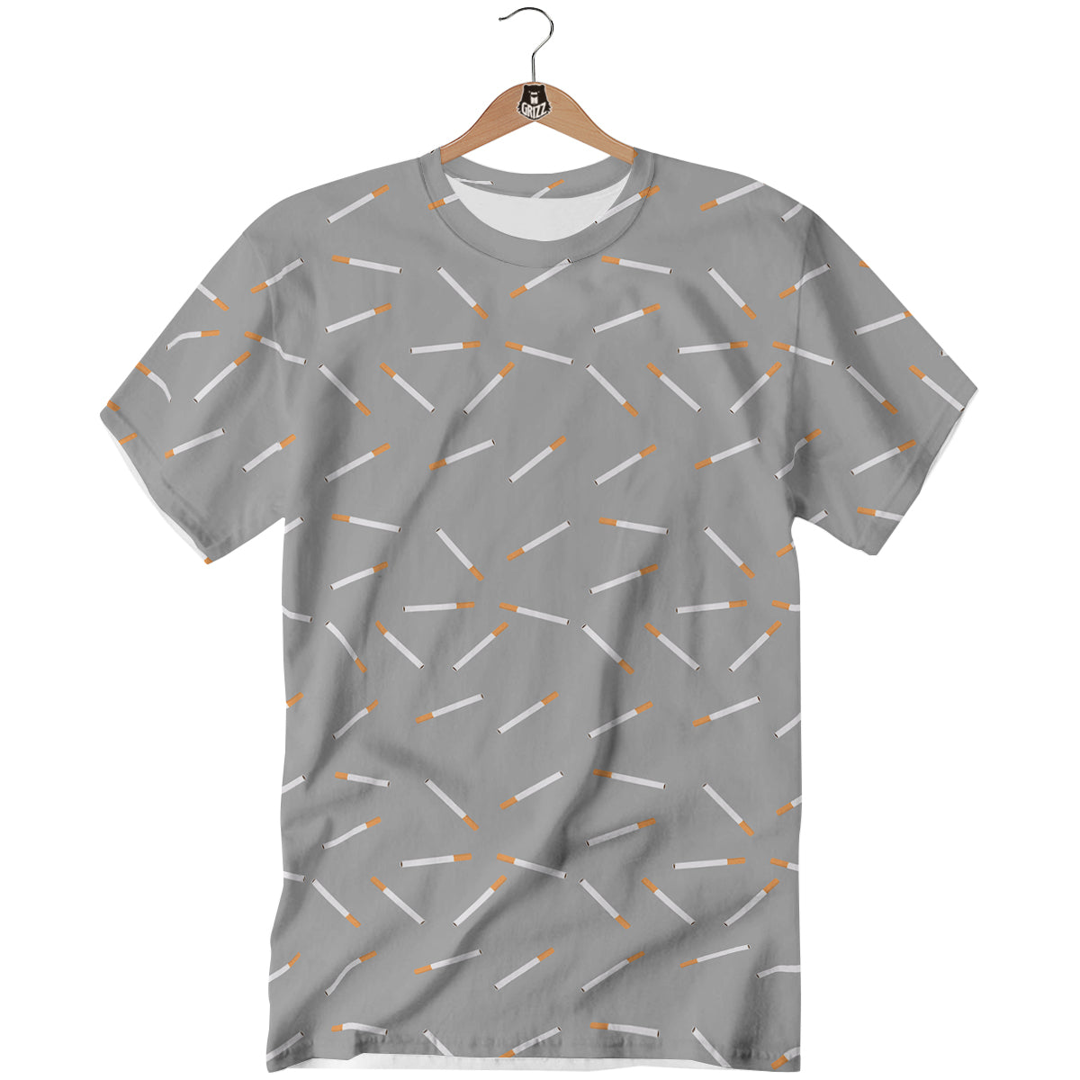 Cigarette Gray Print Pattern T-Shirt-grizzshop