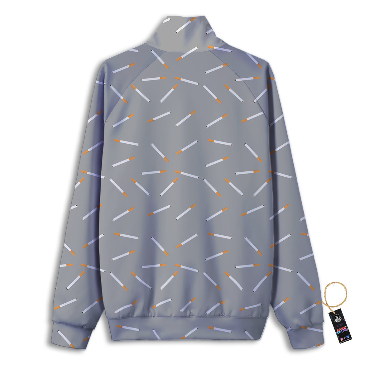 Cigarette Gray Print Pattern Track Jacket-grizzshop