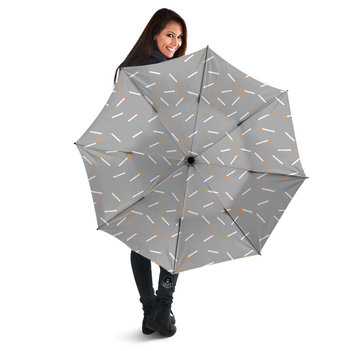Cigarette Gray Print Pattern Umbrella-grizzshop