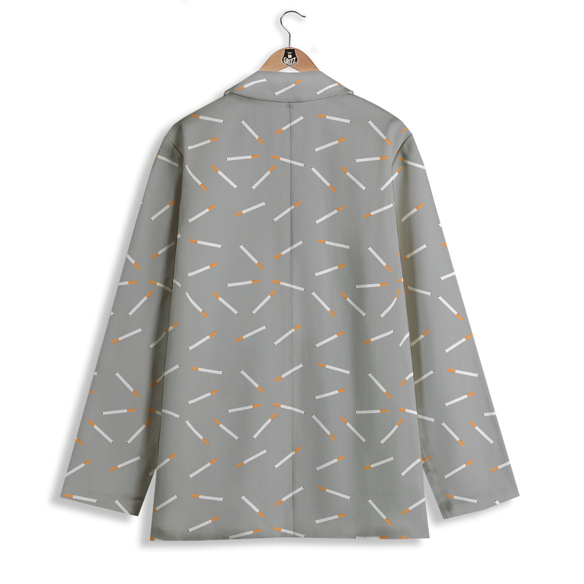 Cigarette Gray Print Pattern Women's Blazer-grizzshop
