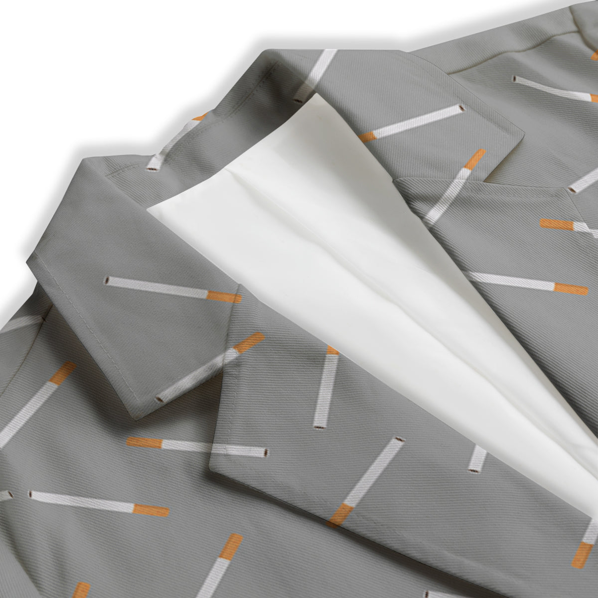 Cigarette Gray Print Pattern Women's Blazer-grizzshop