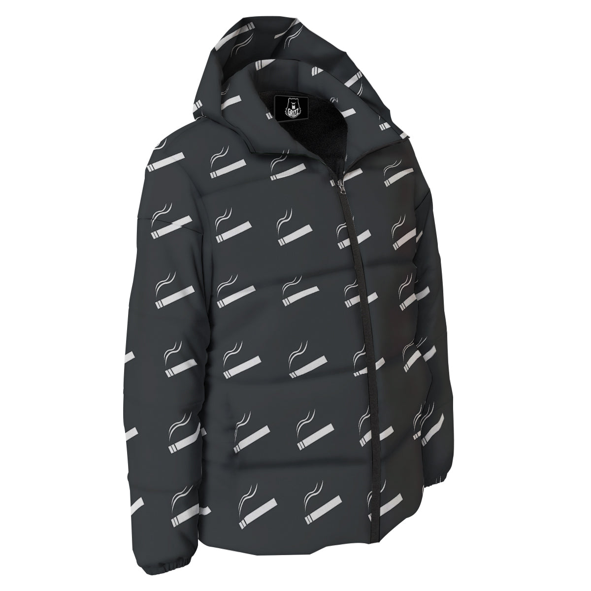 Cigarette Print Pattern Down Jacket-grizzshop