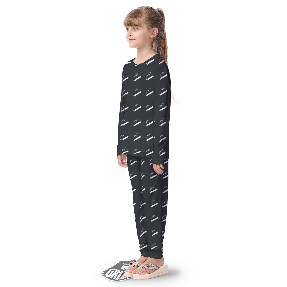 Cigarette Print Pattern Kid's Pajamas-grizzshop