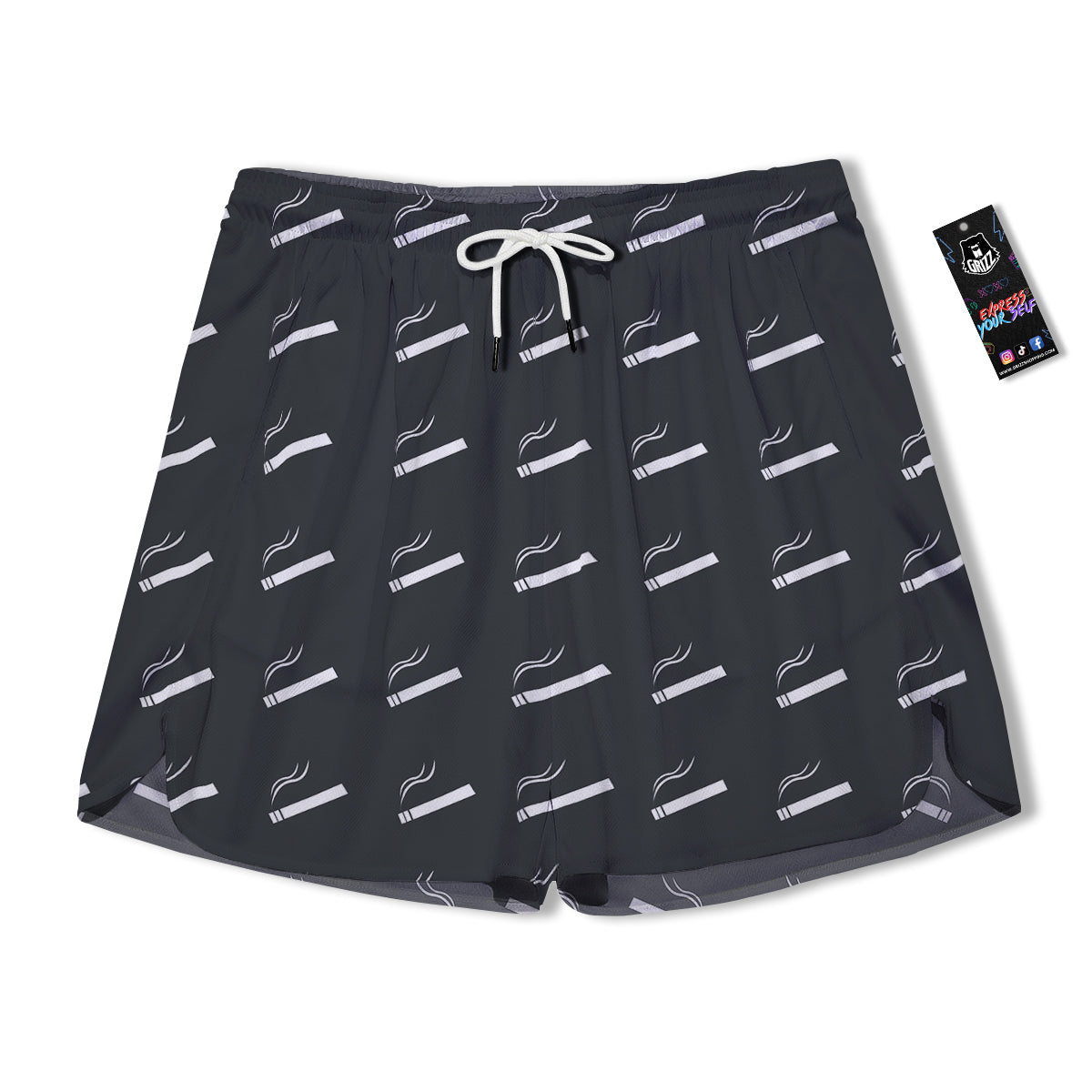 Cigarette Print Pattern Men's Running Shorts-grizzshop