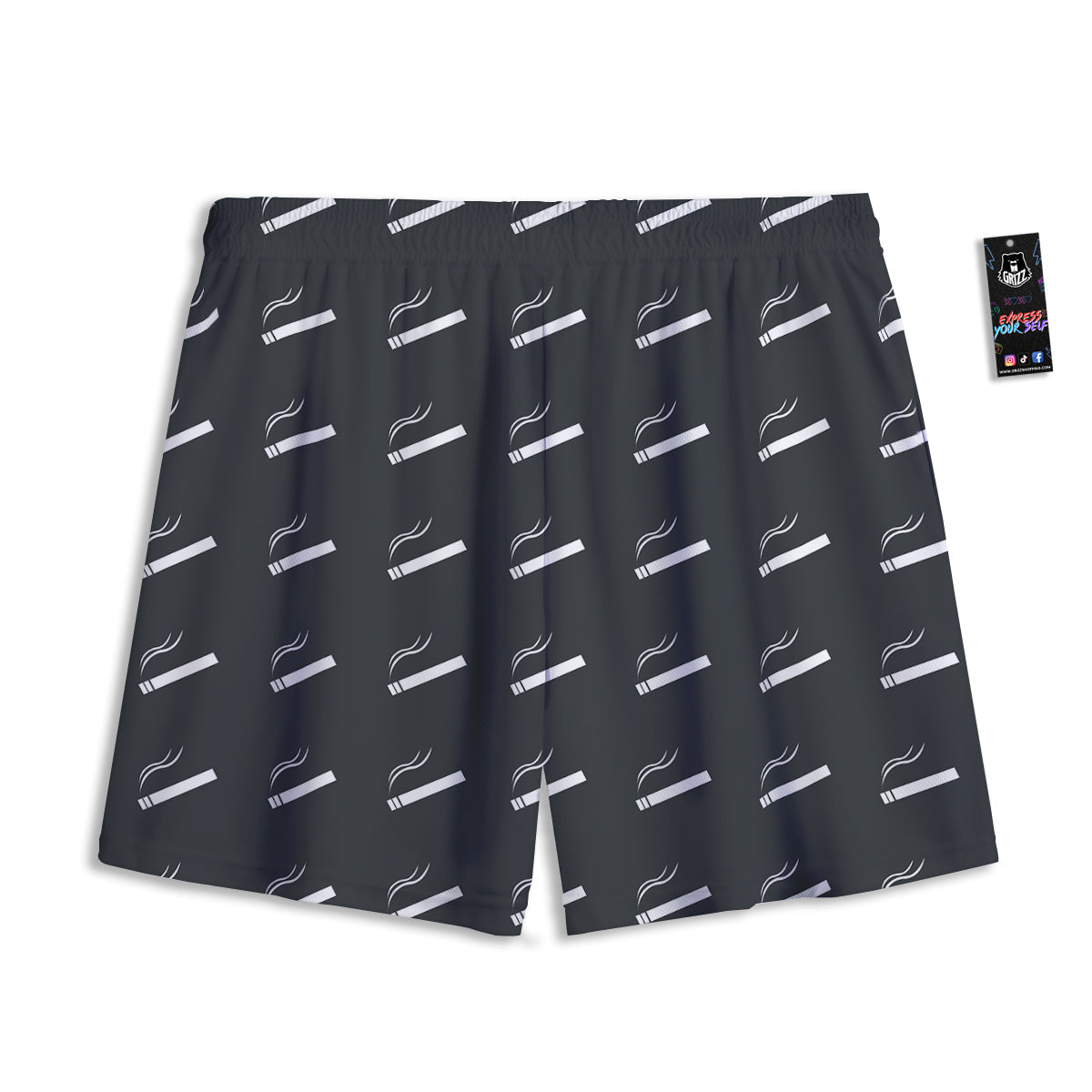 Cigarette Print Pattern Mesh Shorts-grizzshop